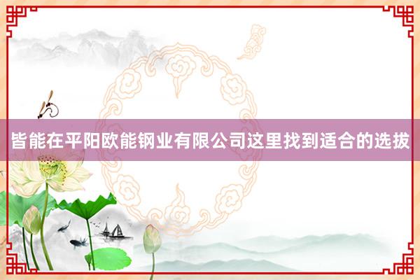 皆能在平阳欧能钢业有限公司这里找到适合的选拔