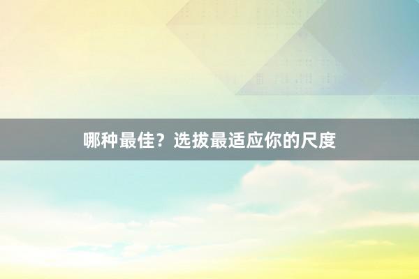 哪种最佳？选拔最适应你的尺度