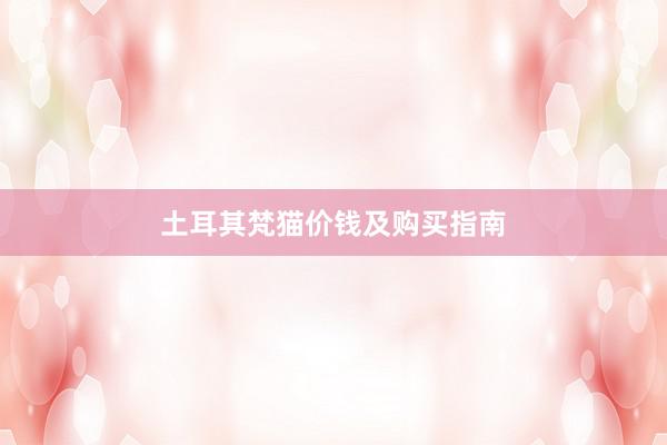 土耳其梵猫价钱及购买指南
